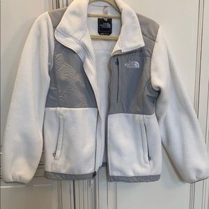 White fleece north face jacket